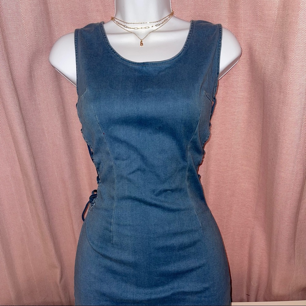Mebon Side Cut Out Denim Dress